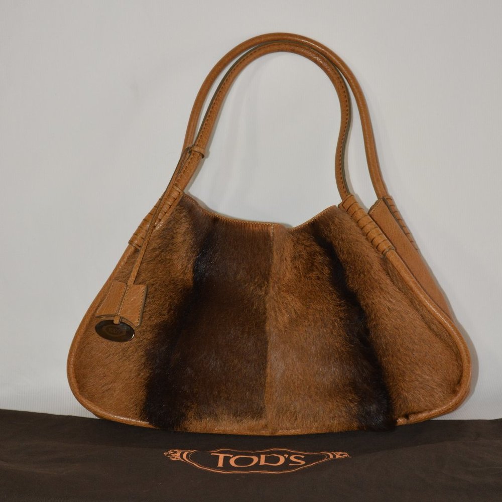 TOD'S Brown Leather and Pony Handbag